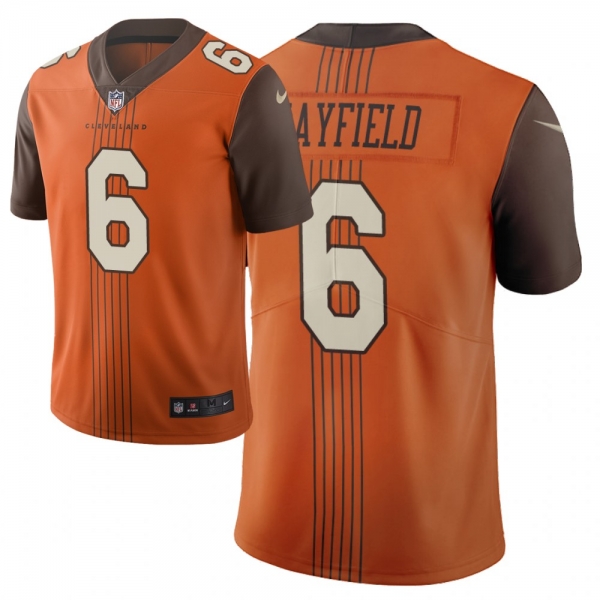 Men 2019 New Nike Cleveland Browns 6 Mayfield Orange Vapor Limited City Edition NFL Jersey