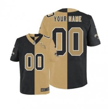 New Orleans Saints Customized Black/Gold Men's Stitched Elite Split jersey