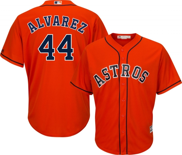 Majestic Men's Houston Astros Yordan Alvarez #44 Cool Base Alternate Orange Jersey