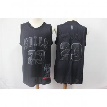 NBA Bulls 23 Michael Jordan Black MVP Honorary Edition Nike Men Jersey