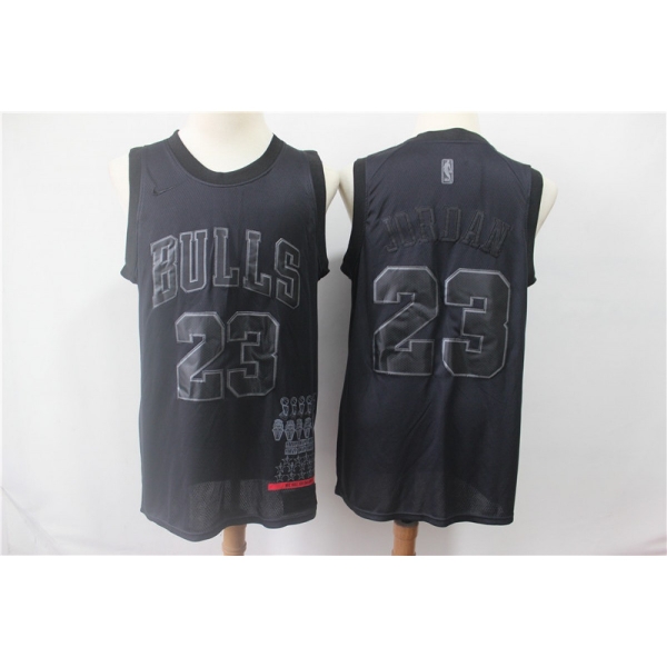 NBA Bulls 23 Michael Jordan Black MVP Honorary Edition Nike Men Jersey