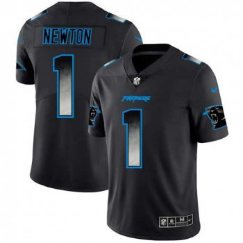 Men Carolina Panthers 1 Newton Nike Teams Black Smoke Fashion Limited NFL Jerseys