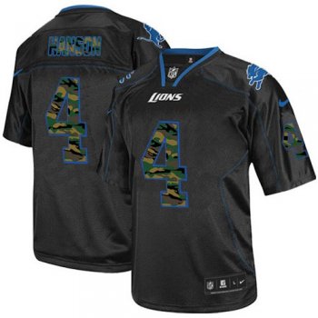 Men's Nike Jason Hanson Detroit Lions Elite Camo Fashion Jersey - Black