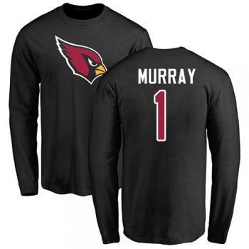 Men's #1 Kyler Murray Black Football Name & Number Logo : Arizona Cardinals Long Sleeve T-Shirt