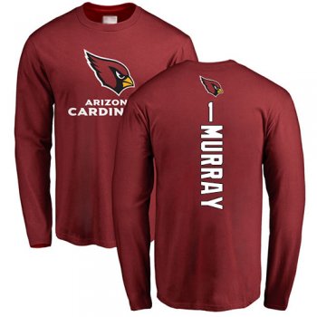 Men's #1 Kyler Murray Maroon Football Backer : Arizona Cardinals Long Sleeve T-Shirt