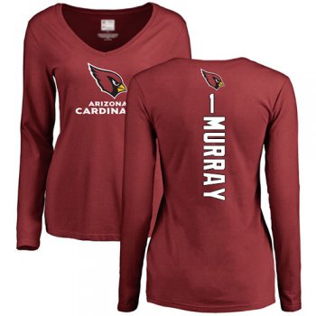 Women's #1 Kyler Murray Maroon Football Backer : Arizona Cardinals Long Sleeve T-Shirt