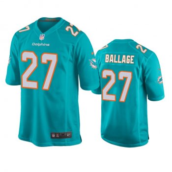 Men's Miami Dolphins #27 Kalen Ballage Aqua Game Jersey