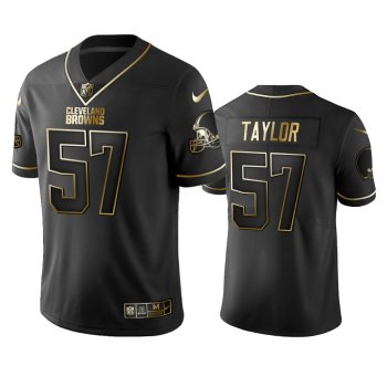 Men's NFL 100 Adarius Taylor Browns Black Golden Edition Jersey