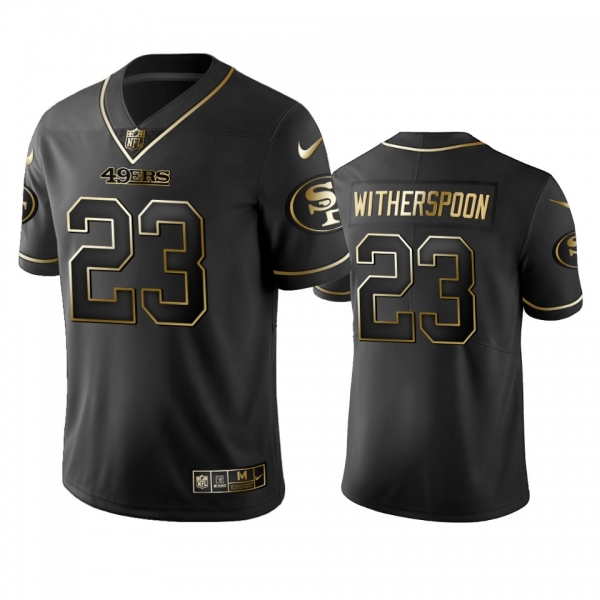 Men's NFL 100 Commercial Ahkello Witherspoon San Francisco 49ers Black Golden Edition Vapor Untouchable Limited Jersey