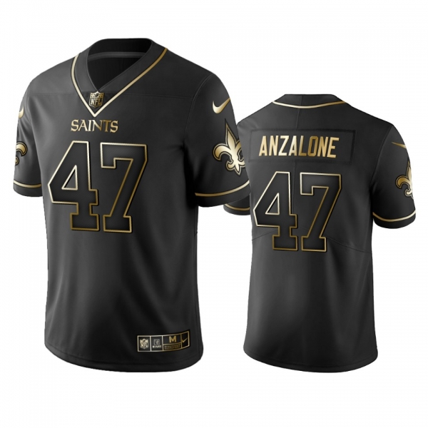 Men's NFL 100 Commercial Alex Anzalone New Orleans Saints Black Golden Edition Vapor Untouchable Limited Jersey