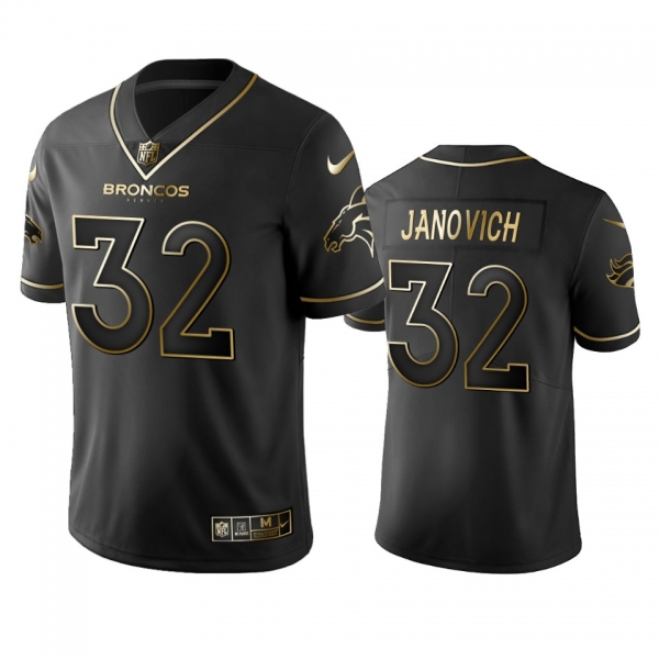 Men's NFL 100 Andy Janovich Denver Broncos Black Golden Edition Vapor Untouchable Limited Jersey