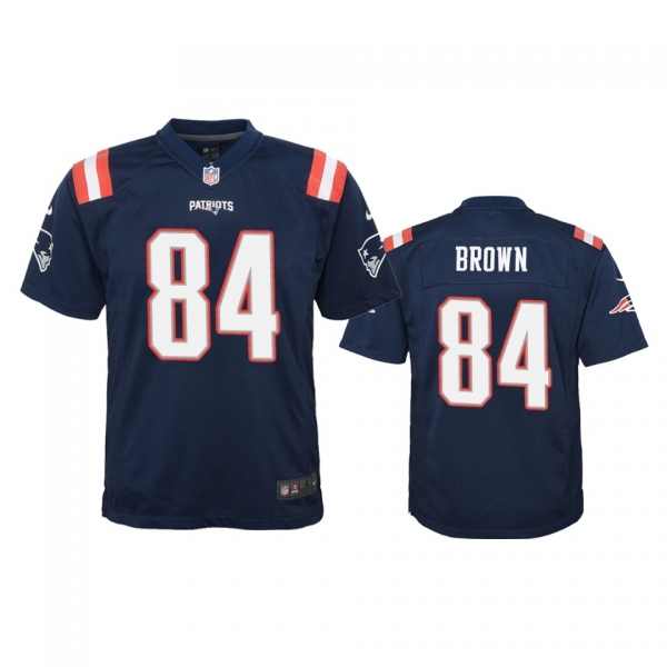 Youth New England Patriots Antonio Brown Navy Color Rush Game Jersey