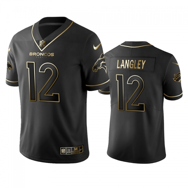 Men's Brendan Langley Broncos Black Golden Edition Vapor Limited Jersey