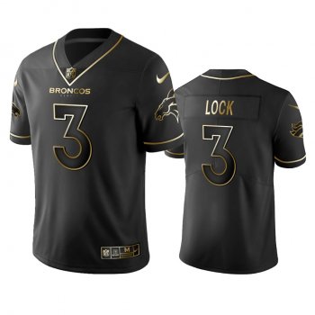 Men's Drew Lock Broncos Black Golden Edition Vapor Limited Jersey