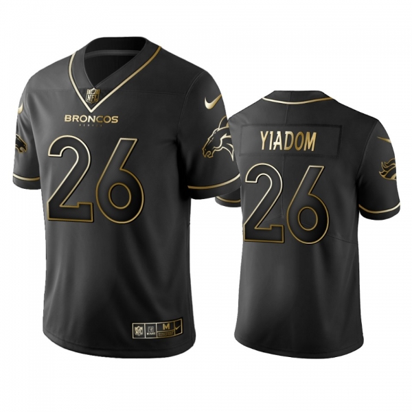 Men's Isaac Yiadom Broncos Black Golden Edition Vapor Limited Jersey