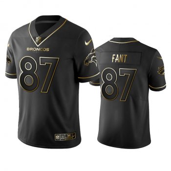 Men's Noah Fant Broncos Black Golden Edition Vapor Limited Jersey