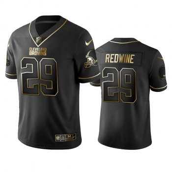 Men's Sheldrick Redwine Browns Black Golden Edition Vapor Limited Jersey