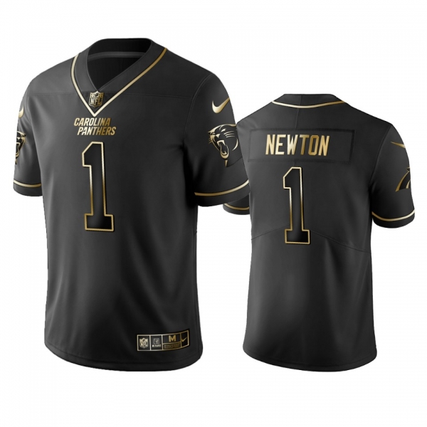 Men's NFL 100 Commercial Cam Newton Carolina Panthers Black Golden Edition Vapor Untouchable Limited Jersey