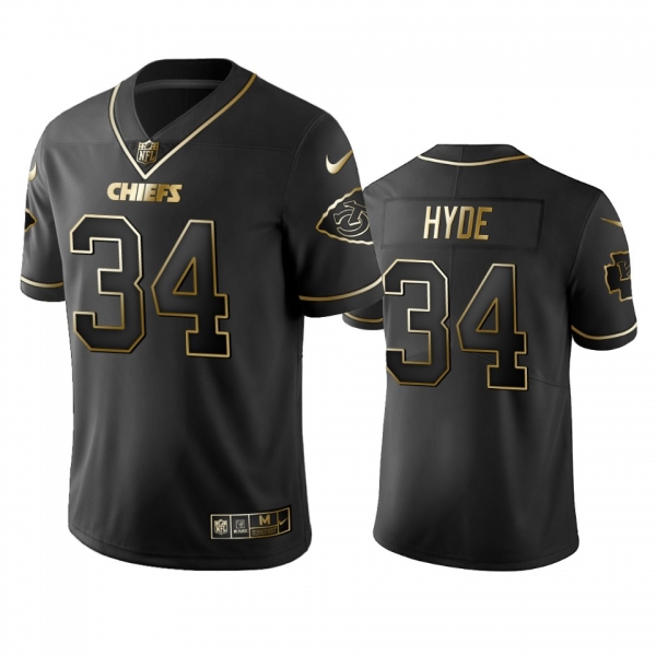 Men's Kansas City Chiefs Carlos Hyde Black Golden Edition 2019 Vapor Untouchable Limited Jersey