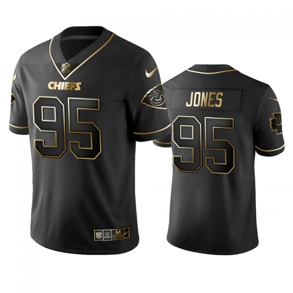 Men's NFL 100 Chris Jones Kansas City Chiefs Black Golden Edition Vapor Untouchable Limited Jersey