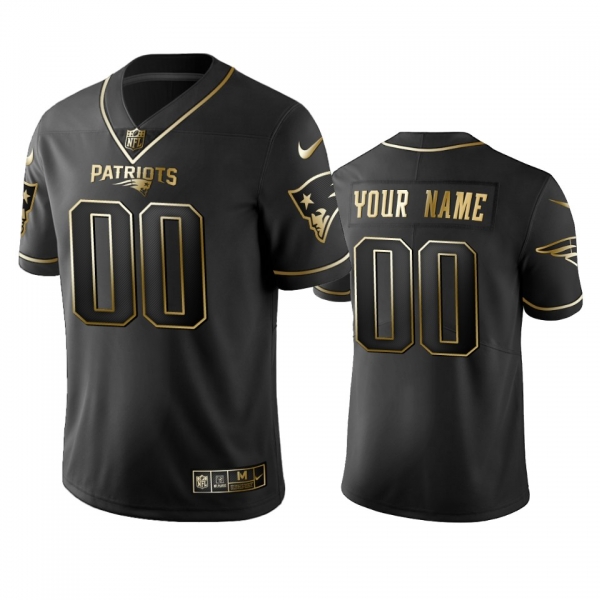 Men's 2019 New England Patriots Custom Black Golden Edition Vapor Untouchable Limited Jersey