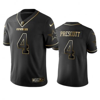 Men's NFL 100 Dak Prescott Dallas Cowboys Black Golden Edition Vapor Untouchable Limited Jersey