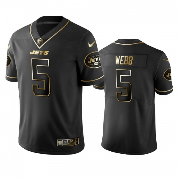 Men's Davis Webb Jets Black Golden Edition Jersey