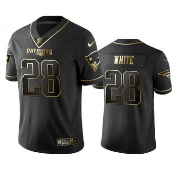 Men's NFL 100 Commercial James White New England Patriots Black Golden Edition Vapor Untouchable Limited Jersey