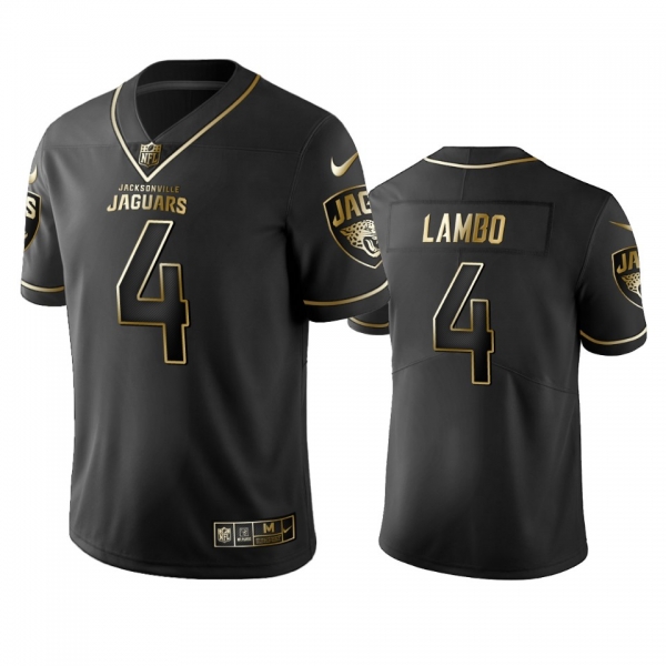 Men's NFL 100 Commercial Josh Lambo Jacksonville Jaguars Black Golden Edition Vapor Untouchable Limited Jersey