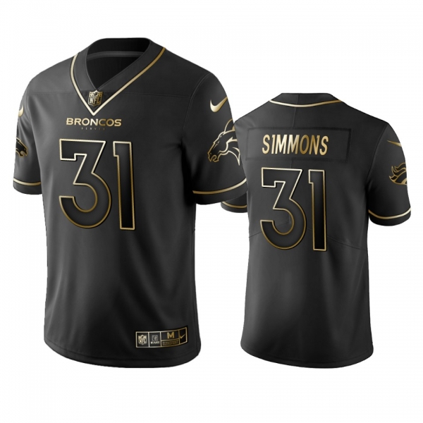 Men's Denver Broncos Justin Simmons Black Golden Edition 2019 Vapor Untouchable Limited Jersey