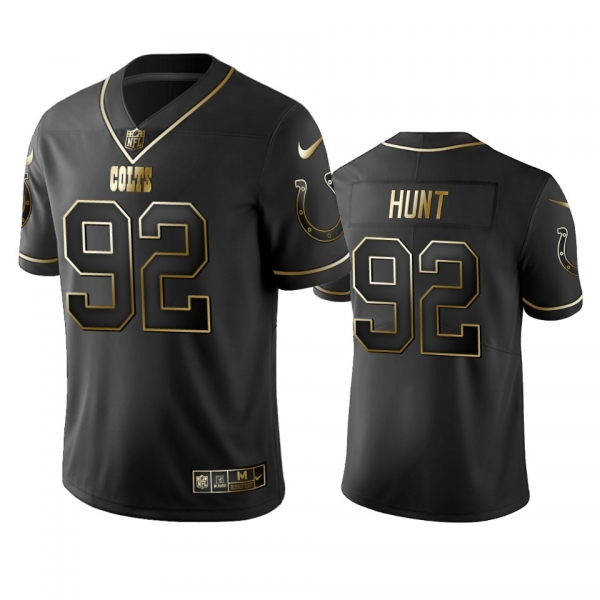 Men's Indianapolis Colts Margus Hunt Black Golden Edition 2019 Vapor Untouchable Limited Jersey