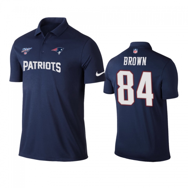 Men's New England Patriots Antonio Brown Navy 100th Season polo