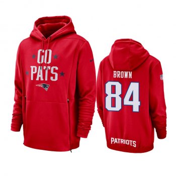 Men's New England Patriots Antonio Brown Red Sideline Lockup Hoodie