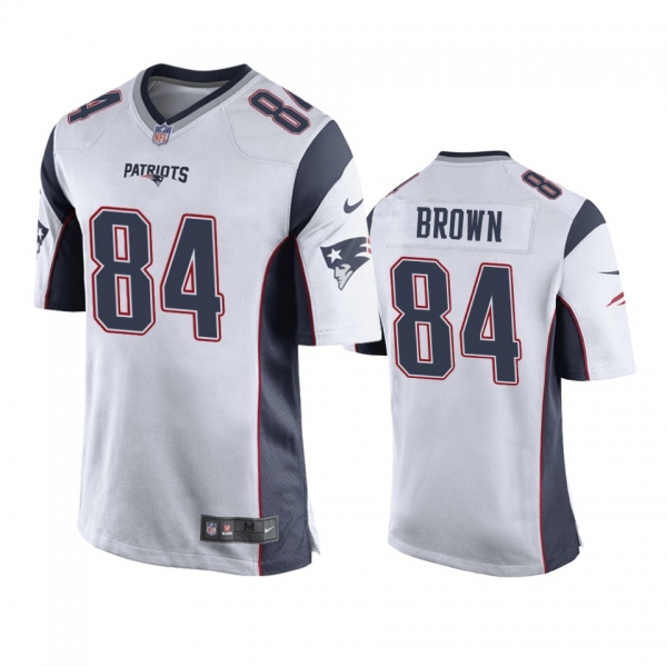 Men's New England Patriots Antonio Brown White Game Jersey