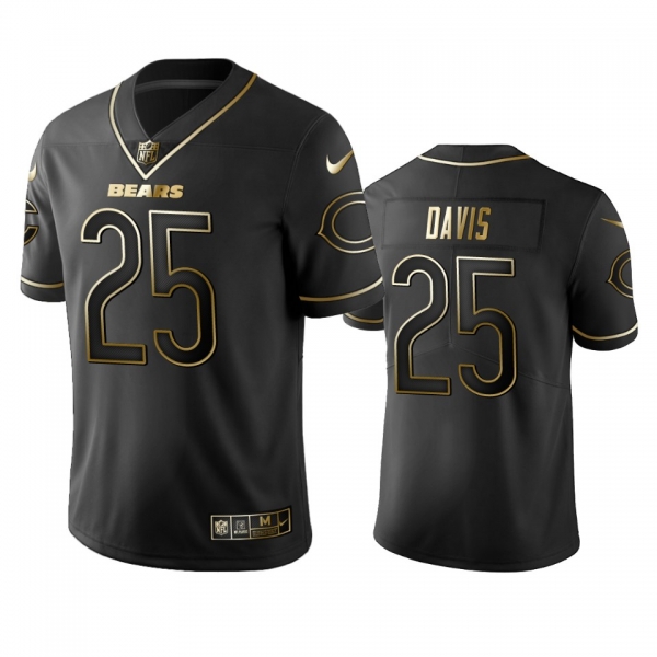 Men's NFL 100 Commercial Mike Davis Chicago Bears Black Golden Edition Vapor Limited Jersey