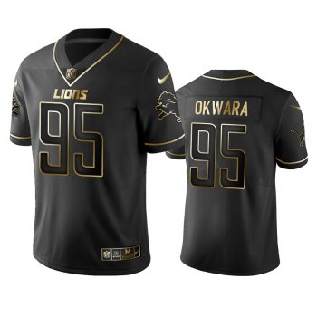 Men's NFL 100 Romeo Okwara Detroit Lions Black Golden Edition Vapor Untouchable Limited Jersey