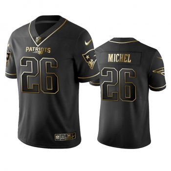 Men's NFL 100 Commercial Sony Michel New England Patriots Black Golden Edition Vapor Untouchable Limited Jersey