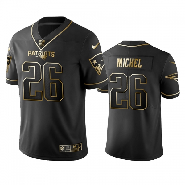 Men's NFL 100 Commercial Sony Michel New England Patriots Black Golden Edition Vapor Untouchable Limited Jersey