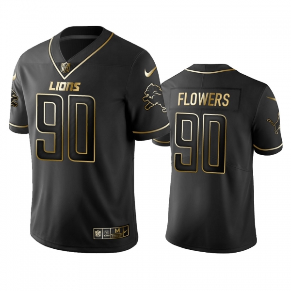 Men's Lions Trey Flowers Black Golden Edition Jersey