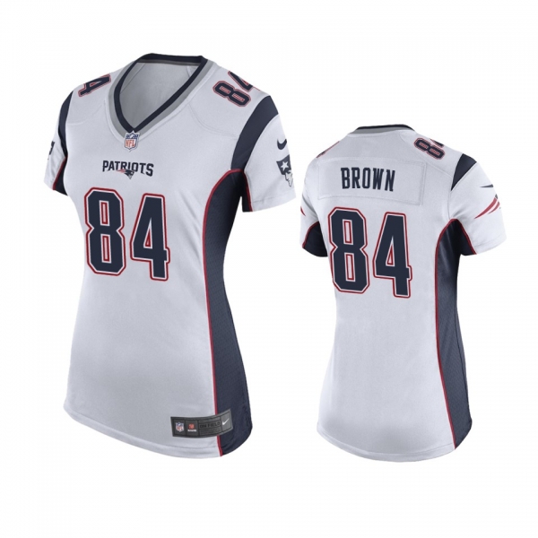 Women New England Patriots Antonio Brown White Game Jersey