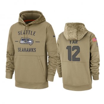 Seattle Seahawks 12th Fan Tan 2019 Salute to Service Sideline Therma Pullover Hoodie