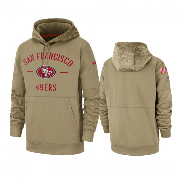 San Francisco 49ers Tan 2019 Salute to Service Sideline Therma Pullover Hoodie