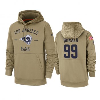 Los Angeles Rams Aaron Donald Tan 2019 Salute to Service Sideline Therma Pullover Hoodie