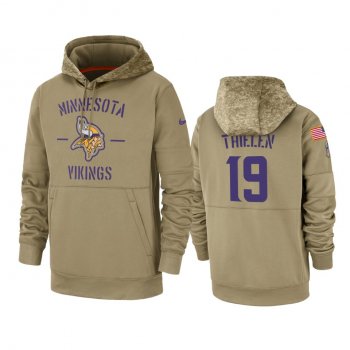 Minnesota Vikings Adam Thielen Tan 2019 Salute to Service Sideline Therma Pullover Hoodie