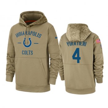 Indianapolis Colts Adam Vinatieri Tan 2019 Salute to Service Sideline Therma Pullover Hoodie