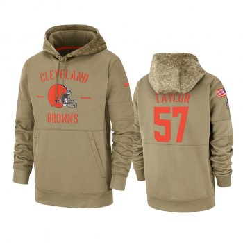 Cleveland Browns Adarius Taylor Tan 2019 Salute to Service Sideline Therma Pullover Hoodie