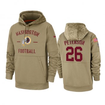 Washington Redskins Adrian Peterson Tan 2019 Salute to Service Sideline Therma Pullover Hoodie