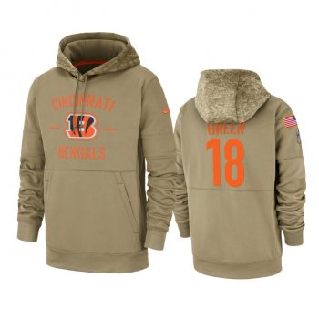 Cincinnati Bengals A.J. Green Tan 2019 Salute to Service Sideline Therma Pullover Hoodie