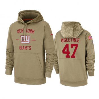 New York Giants Alec Ogletree Tan 2019 Salute to Service Sideline Therma Pullover Hoodie