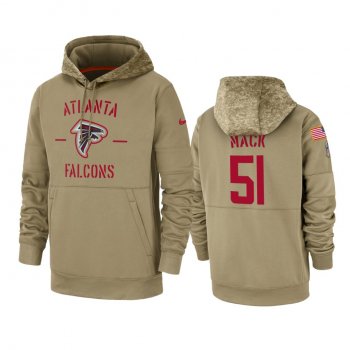 Atlanta Falcons Alex Mack Tan 2019 Salute to Service Sideline Therma Pullover Hoodie